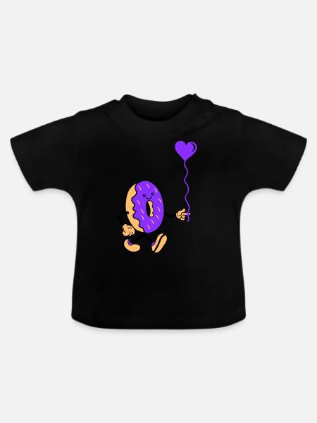 donut comic herz - Baby Bio-T-Shirt mit Rundhals - Schwarz