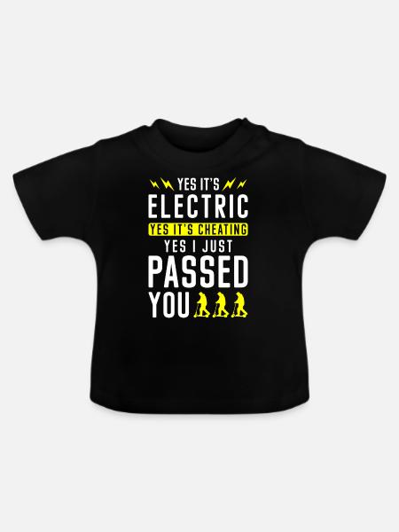 E-Scooter Elektrisch - Baby Bio-T-Shirt mit Rundhals - Schwarz