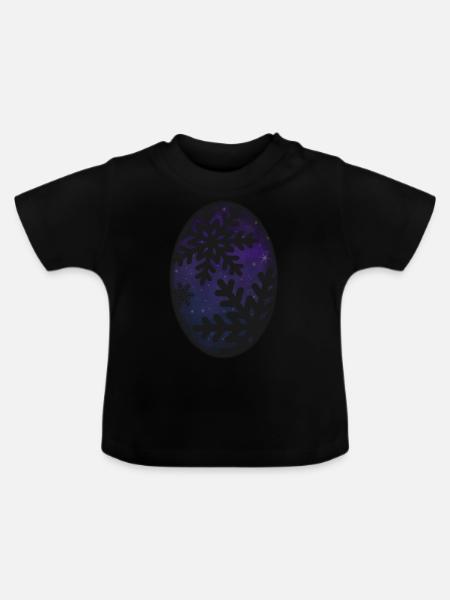 Schneeflocken & Sternenhimmel - Baby Bio-T-Shirt mit Rundhals - Schwarz