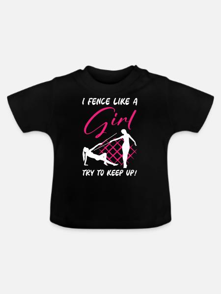 Fencing Girl - Baby Bio-T-Shirt mit Rundhals - Schwarz