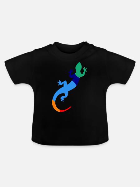 Glücklicher Gecko - Baby Bio-T-Shirt mit Rundhals - Schwarz