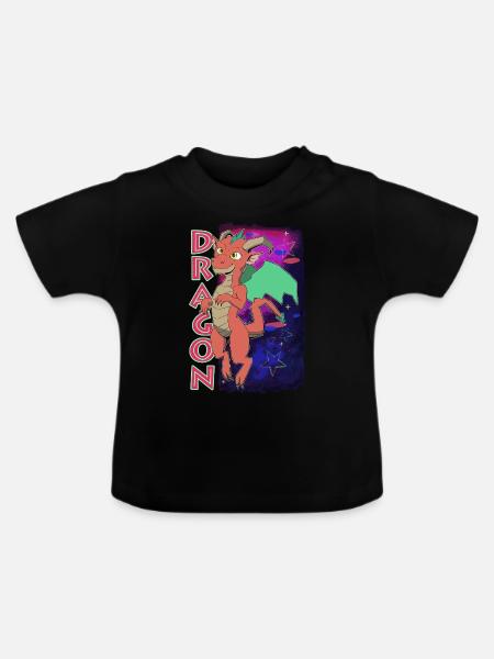 Cute Dragon - Baby Bio-T-Shirt mit Rundhals - Schwarz