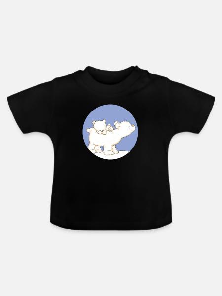 Baby Polar Bear with Dad - Baby Bio-T-Shirt mit Rundhals - Schwarz