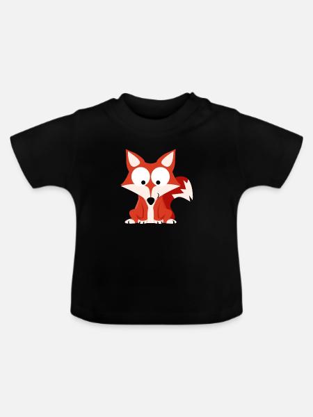 Waldserie II. Fuchs - Baby Bio-T-Shirt mit Rundhals - Schwarz
