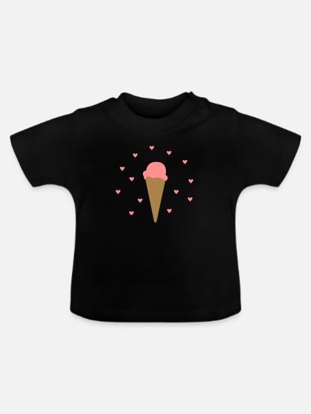 Eis mit Herzen - Baby Bio-T-Shirt mit Rundhals - Schwarz