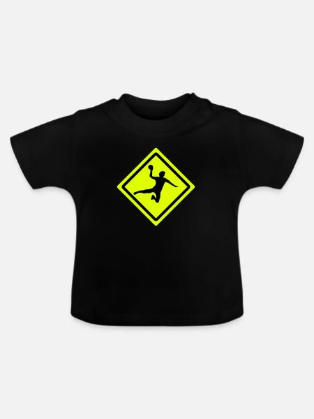 handball roadsign - Baby Bio-T-Shirt mit Rundhals - Schwarz