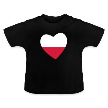 Herz Polen - Baby Bio-T-Shirt mit Rundhals - Schwarz - Vorne