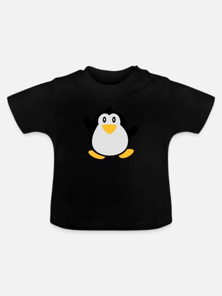 süßer Pinguine - Baby Bio-T-Shirt mit Rundhals - Schwarz