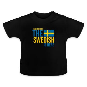 Sweden Swedish - Baby Organic T-Shirt with Round Neck - black - Front