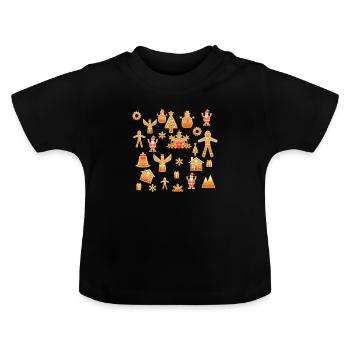 Lebkuchen - Baby Bio-T-Shirt mit Rundhals - Schwarz - Vorne