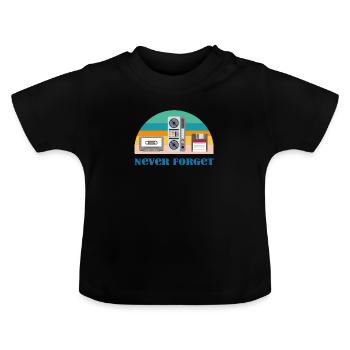 Never Forget - Retro Technik aus den 80er - Baby Bio-T-Shirt mit Rundhals - Schwarz - Vorne