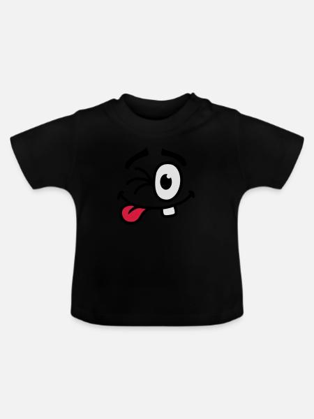Cool Smiley Face - Baby Bio-T-Shirt mit Rundhals - Schwarz