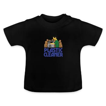 Plastic Cleaner Plastik Müll Umweltschutz - Baby Bio-T-Shirt mit Rundhals - Schwarz - Vorne