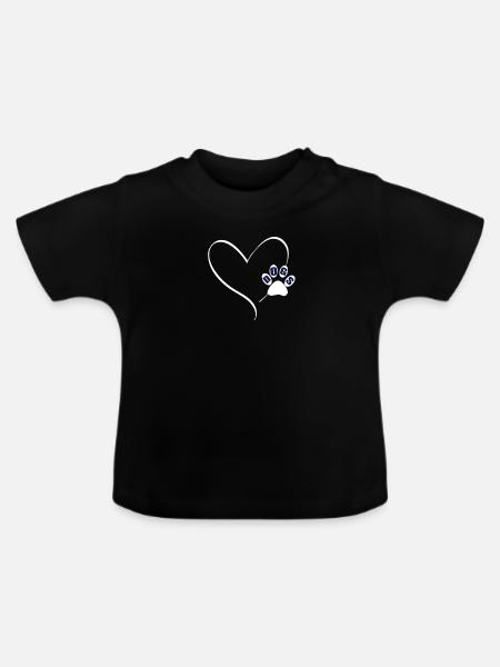 Hunde Hund dogs Pfote Herz,Love Shirt Geschenke - Baby Bio-T-Shirt mit Rundhals - Schwarz