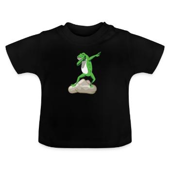 Frog Dab - T Shirt with Dancing Frog - Baby Organic T-Shirt with Round Neck - black - Front