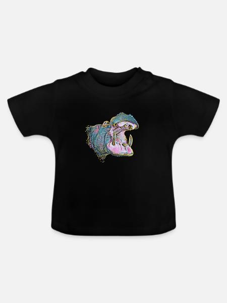 Nilpferd - Baby Bio-T-Shirt mit Rundhals - Schwarz