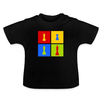 farbenfrohe Schachfiguren - Baby Bio-T-Shirt mit Rundhals - Schwarz - Vorne