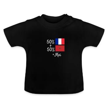 Moitié Français / Moitié marocain - T-shirt bio col rond Bébé - noir - Devant