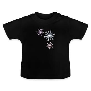 Snowflake - Baby Organic T-Shirt with Round Neck - black - Front