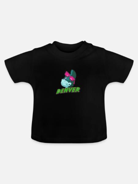 Lächelndes Denver - Baby Bio-T-Shirt mit Rundhals - Schwarz