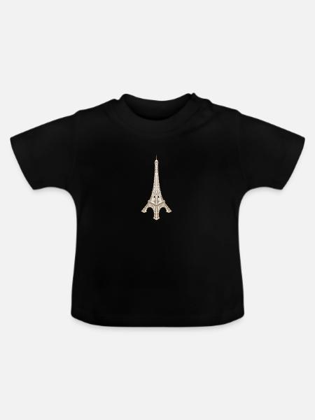Eiffelturm - Baby Bio-T-Shirt mit Rundhals - Schwarz