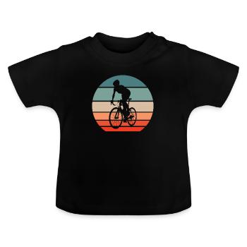 Road bike cycling retro sunset for road cyclists - Baby Organic T-Shirt with Round Neck - black - Front