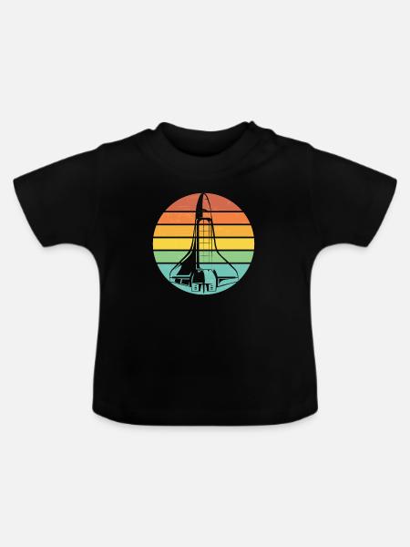 Retro Rakete Space Shuttle - Baby Bio-T-Shirt mit Rundhals - Schwarz