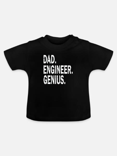 Dad Engineer Genius - Baby Bio-T-Shirt mit Rundhals - Schwarz