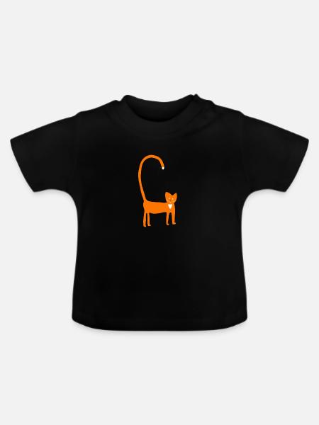 Katze in orange - Baby Bio-T-Shirt mit Rundhals - Schwarz
