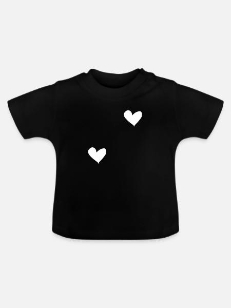 weiße Herzen - Baby Bio-T-Shirt mit Rundhals - Schwarz