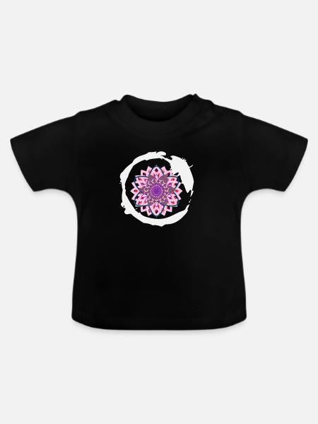 Mandala - Baby Bio-T-Shirt mit Rundhals - Schwarz