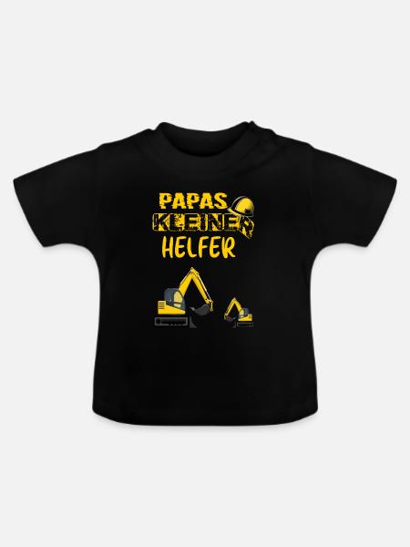 Papas kleiner Helfer - Baby Bio-T-Shirt mit Rundhals - Schwarz