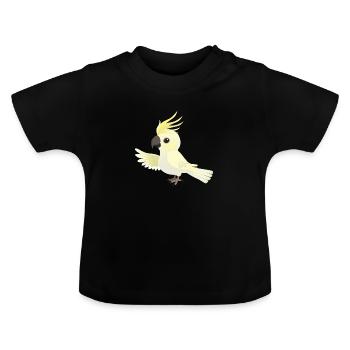 Funny big yellow-crested cockatoo - Baby Organic T-Shirt with Round Neck - black - Front