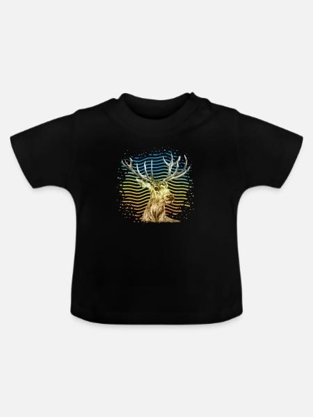 Hirsch - Baby Bio-T-Shirt mit Rundhals - Schwarz