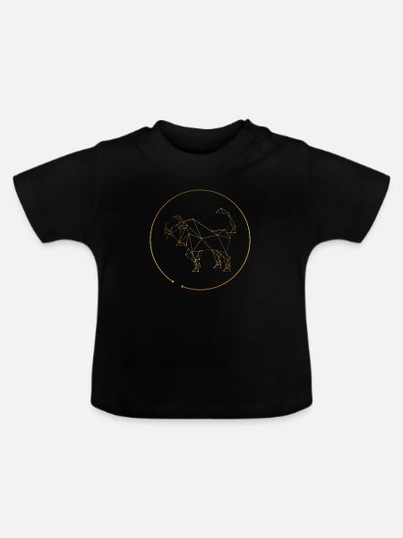Sternzeichen Taurus Stier - Baby Bio-T-Shirt mit Rundhals - Schwarz