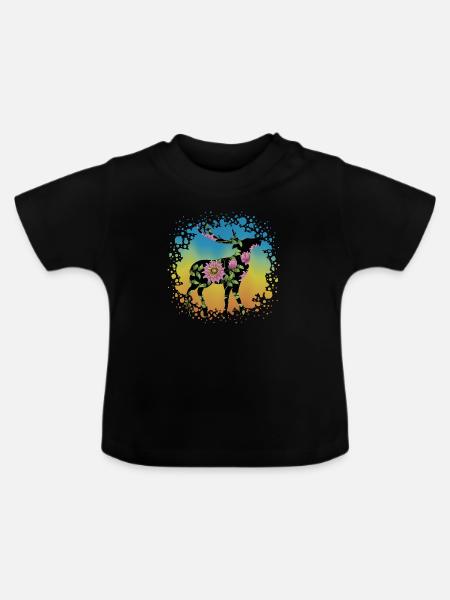 Hirsch - Baby Bio-T-Shirt mit Rundhals - Schwarz