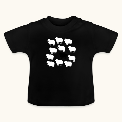 Lustige Schafherde Schwarzes Schaf Geschenkidee - Ekologiczna koszulka niemowlęca z okrągłym dekoltem