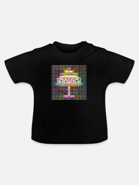 Kuchen - Baby Bio-T-Shirt mit Rundhals - Schwarz