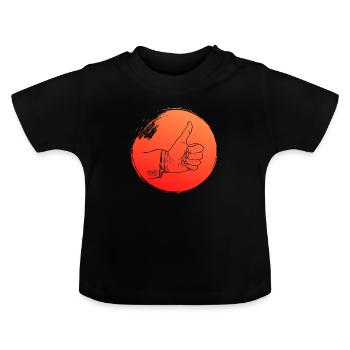 Daumen hoch - Baby Bio-T-Shirt mit Rundhals - Schwarz - Vorne
