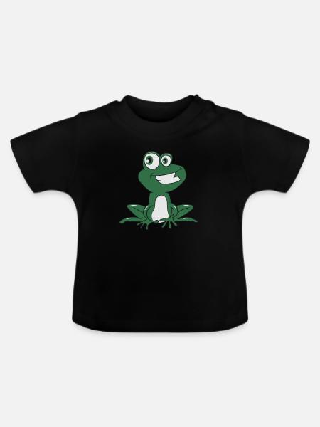 Frosch Wasser Teich - Baby Bio-T-Shirt mit Rundhals - Schwarz