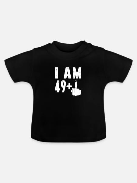 I am 49+ - Baby Bio-T-Shirt mit Rundhals - Schwarz