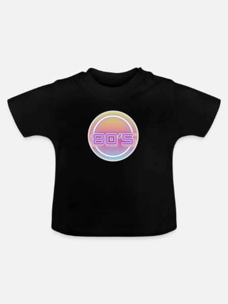 80s - Baby Bio-T-Shirt mit Rundhals - Schwarz
