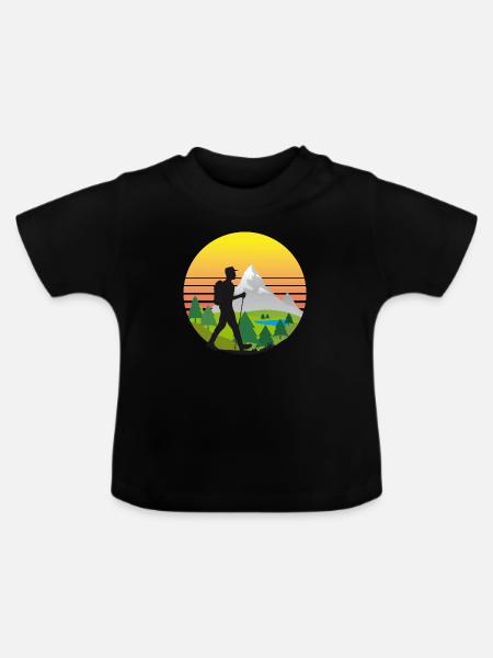 Wandern Landschaft Sonne Berge - Baby Bio-T-Shirt mit Rundhals - Schwarz