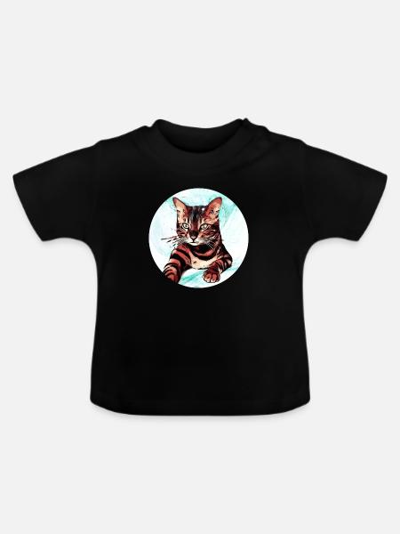 Bengal 1 - Baby Bio-T-Shirt mit Rundhals - Schwarz