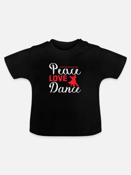 Peace Love Dance - Baby Bio-T-Shirt mit Rundhals - Schwarz