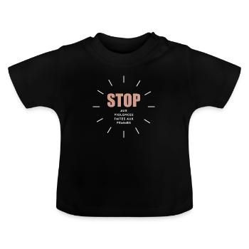 Stop aux violences faites aux femmes - T-shirt bio col rond Bébé - noir - Devant