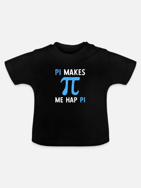 Math Pi Makes Me Hap Pi - Økologisk T-shirt til baby, rund hals - sort