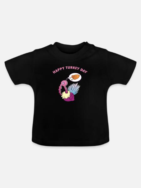 Happy Thanksgiving - Baby Bio-T-Shirt mit Rundhals - Schwarz