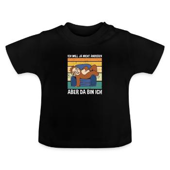 Ich Will Ja Nicht Angeben Aber Da Bin Ich Faultier - Baby Bio-T-Shirt mit Rundhals - Schwarz - Vorne
