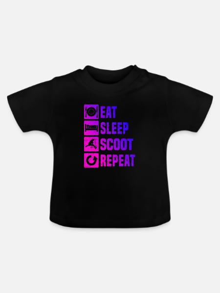 Stuntscooter Herren Tretroller Stunt Roller - Baby Bio-T-Shirt mit Rundhals - Schwarz